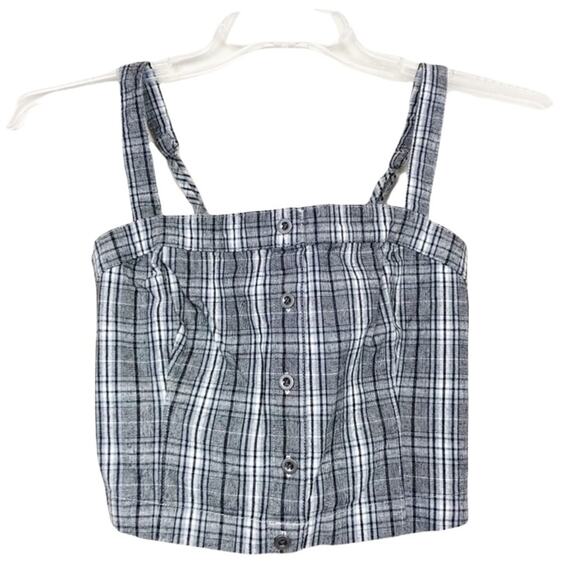 Hollister Gray Plaid Cropped Tank Top Sz S - Picture 1 of 5